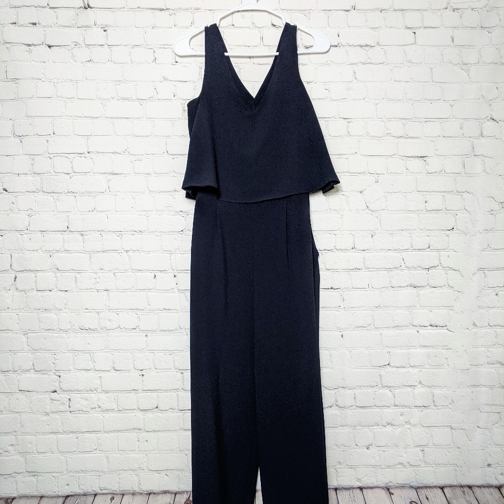 Zara Sleeveless Jumpsuit Navy Blue Size X-Small